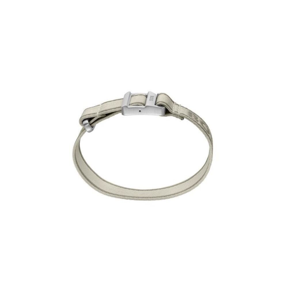 Hugo Boss Fabric Bracelet with Metallic Accents Men Beige Bracelets